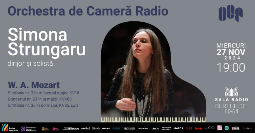 100% Mozart cu Simona Strungaru, solistă și dirijoare alături de Orchestra de Cameră Radio 18928569