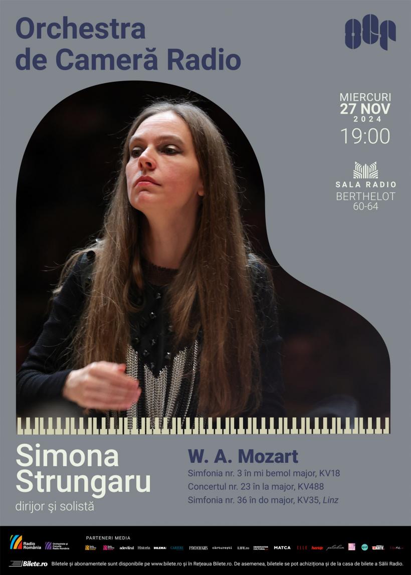 100% Mozart cu Simona Strungaru, solistă și dirijoare alături de Orchestra de Cameră Radio 18928570