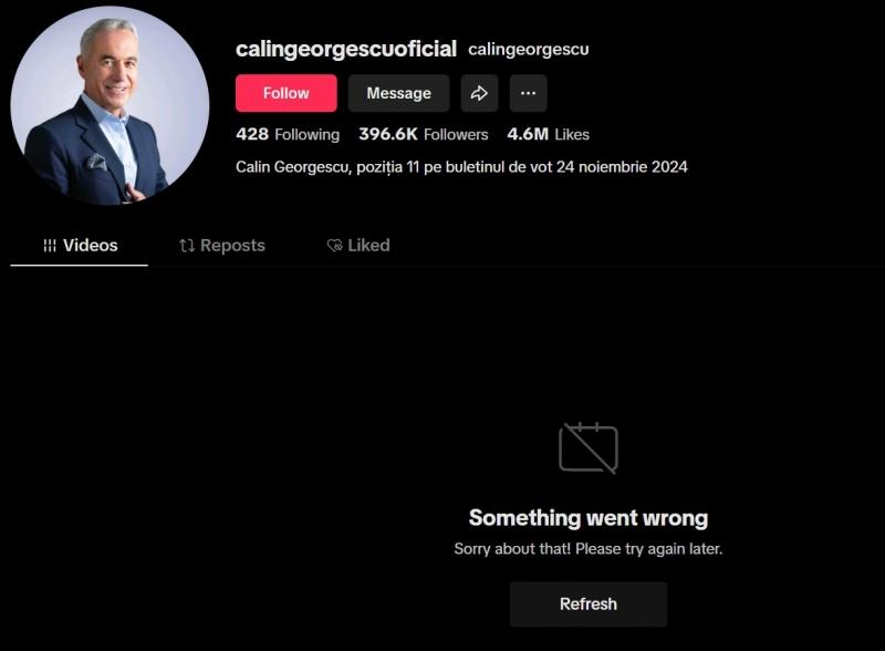 Călin Georgescu a fost interzis pe TikTok  18929500