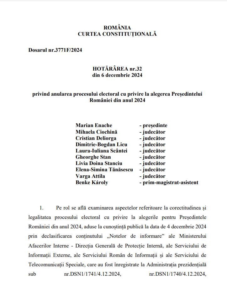 Motivarea CCR: Iată de ce a anulat Curtea Constituțională alegerile prezidențiale 18930994