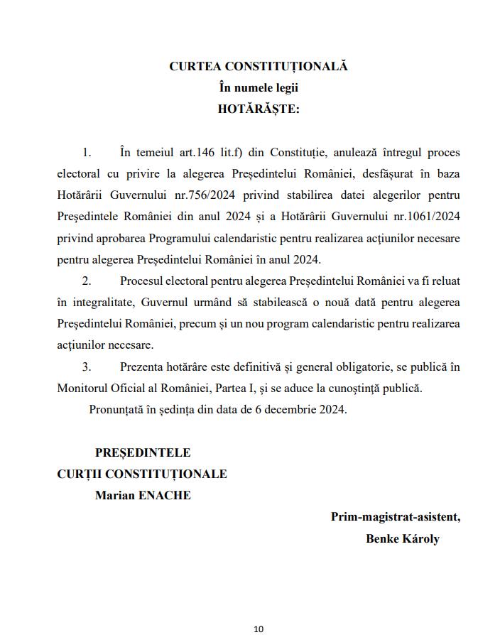 Motivarea CCR: Iată de ce a anulat Curtea Constituțională alegerile prezidențiale 18931013