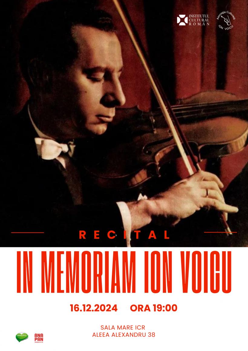 Recital de vioară și pian „In memoriam Ion Voicu”, în Sala Mare a ICR