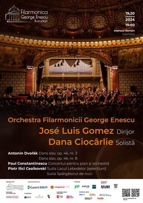 Dirijorul José Luis Gomez şi pianista Dana Ciocârlie  interpretează Dvořák, Paul Constantinescu şi Ceaikovski la Ateneul Român