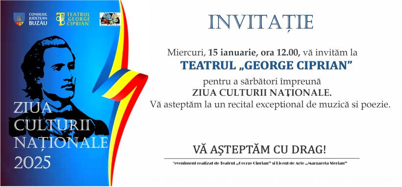 Ziua Culturii Naționale este marcată de Teatrul „George Ciprian” cu un dublu eveniment GRATUIT  - recital de muzică și poezie și spectacole ONLINE 18936289