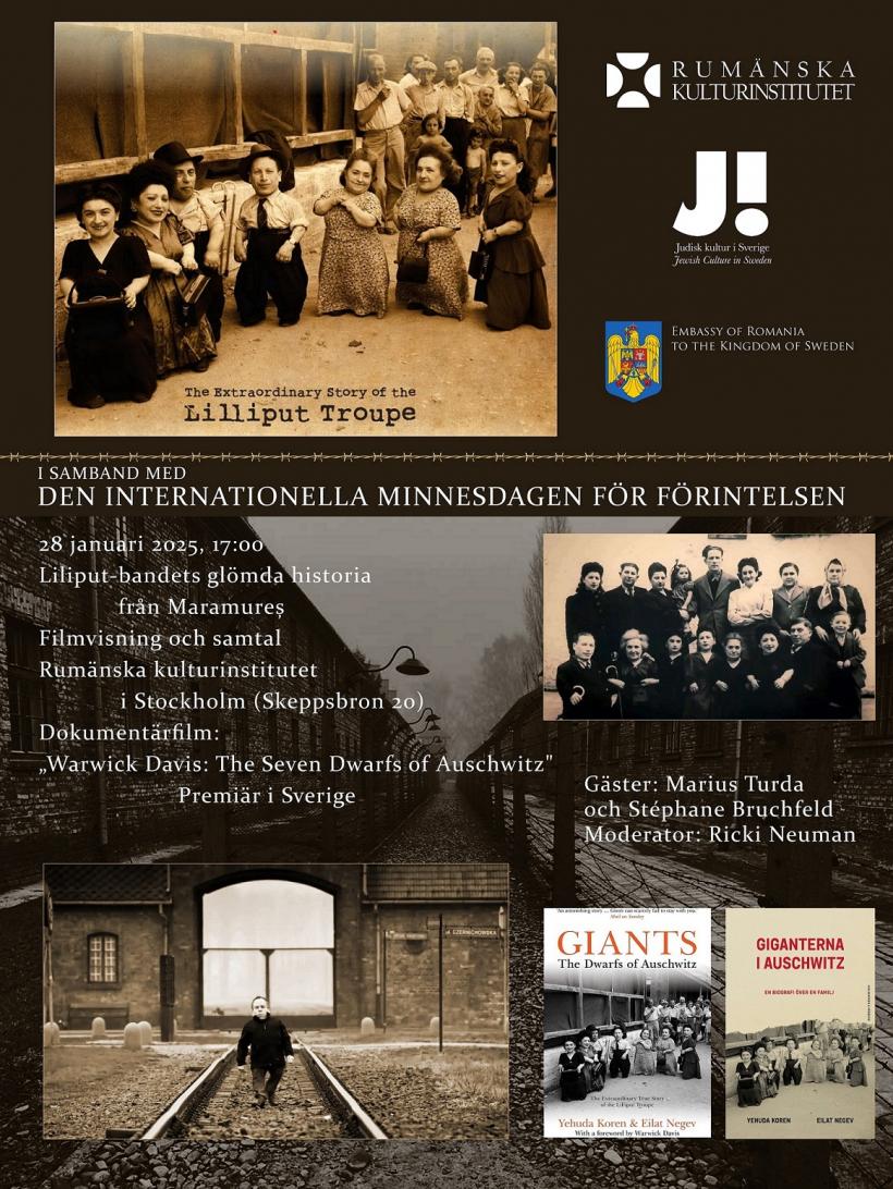 Povestea celor şapte pitici-artiști din Maramureş, supraviețuitori ai lagărului de la Auschwitz, într-o dezbatere și proiecție de film, la Institutul Cultural Român din Stockholm de Ziua Internațională de Comemorare a Victimelor Holocaustului 18938225