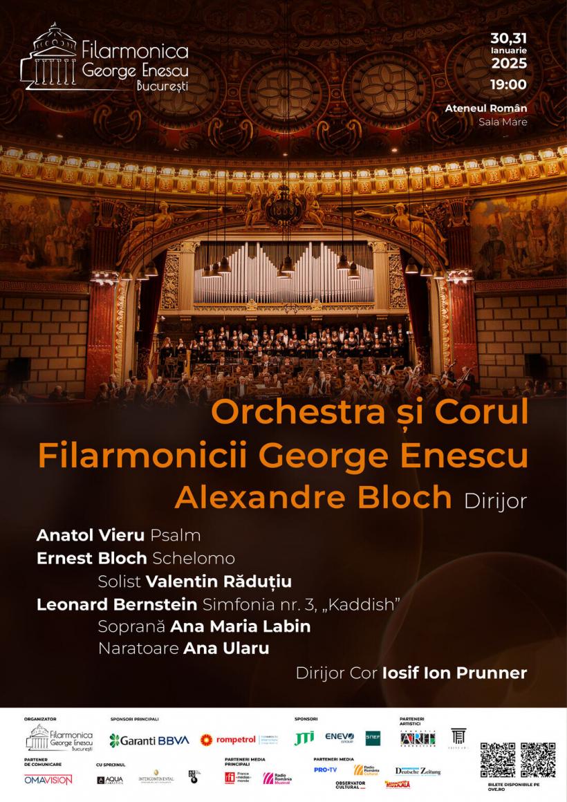 Patru nume mari și un program excepțional în concertele Orchestrei și Corului Filarmonicii George Enescu din 30 și 31 ianuarie: dirijorul Alexandre Bloch, violoncelistul Valentin Răduțiu, soprana Ana Maria Labin și actrița Ana Ularu 18938242