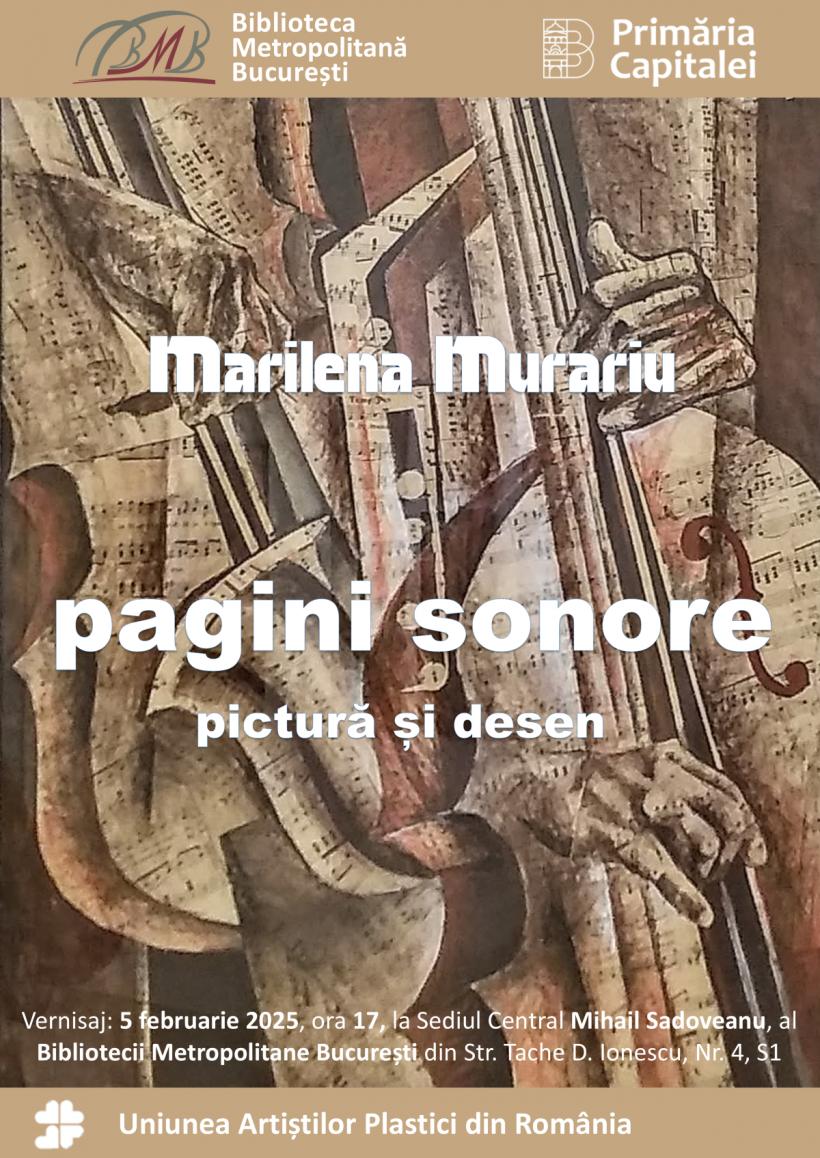 Culori și acorduri muzicale pe pânză, într-o expoziție inedită a Marilenei Murariu, la Biblioteca Metropolitană București