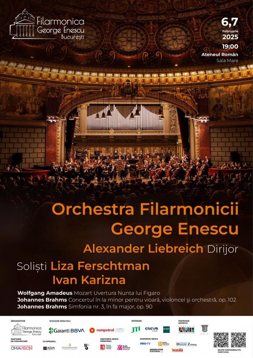 Seri de Brahms la Filarmonica George Enescu, cu faimosul dirijor Alexander Liebreich și doi soliști talentați – violonista Liza Ferschtman și violoncelistul Ivan Karizna 18939342