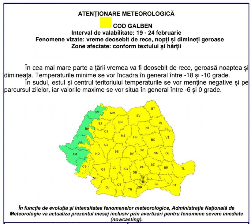 Cod galben de ger valabil în aproape toată țara, până luni seara 18941371