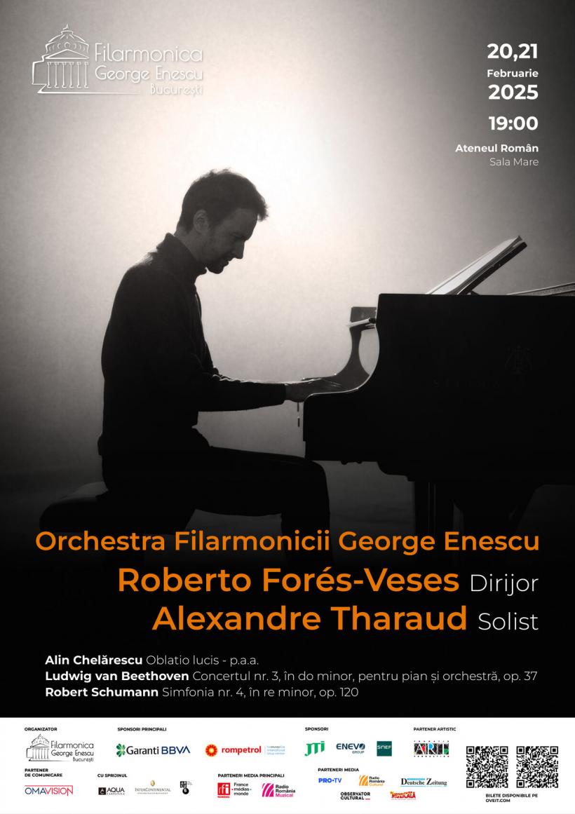 Renumitul dirijor Roberto Forés-Veses și strălucitul pianist Alexandre Tharaud vor concerta la Ateneul Român cu Orchestra Filarmonicii George Enescu pe 20 și 21 februarie