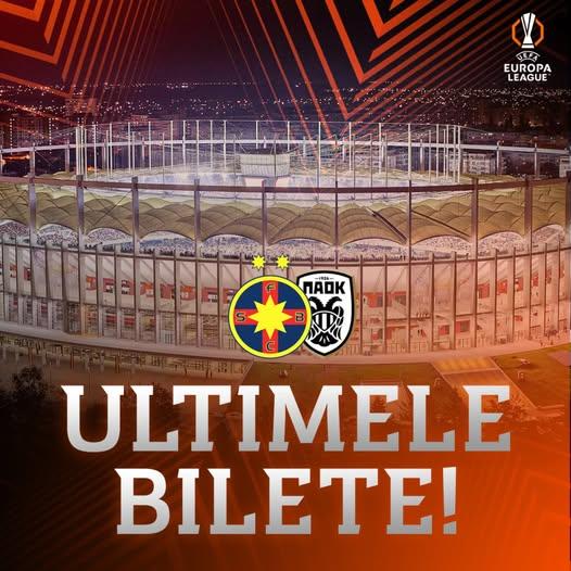 FCSB: Joi vor fi puse în vânzare ultimele bilete la meciul cu PAOK FC la casele de la Național Arena