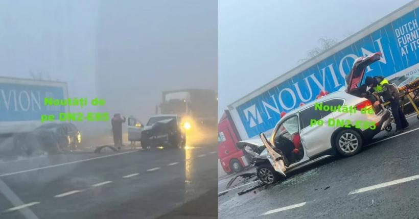 Accident grav, cu patru victime, pe DN 2, în județul Bacău. Traficul este blocat în zonă