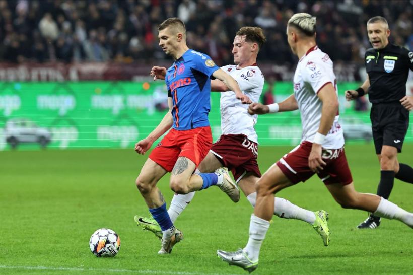 FCSB și Rapid au terminat la egalitate, 0-0, într-un meci tensionat cu un jucător eliminat și un gol anulat
