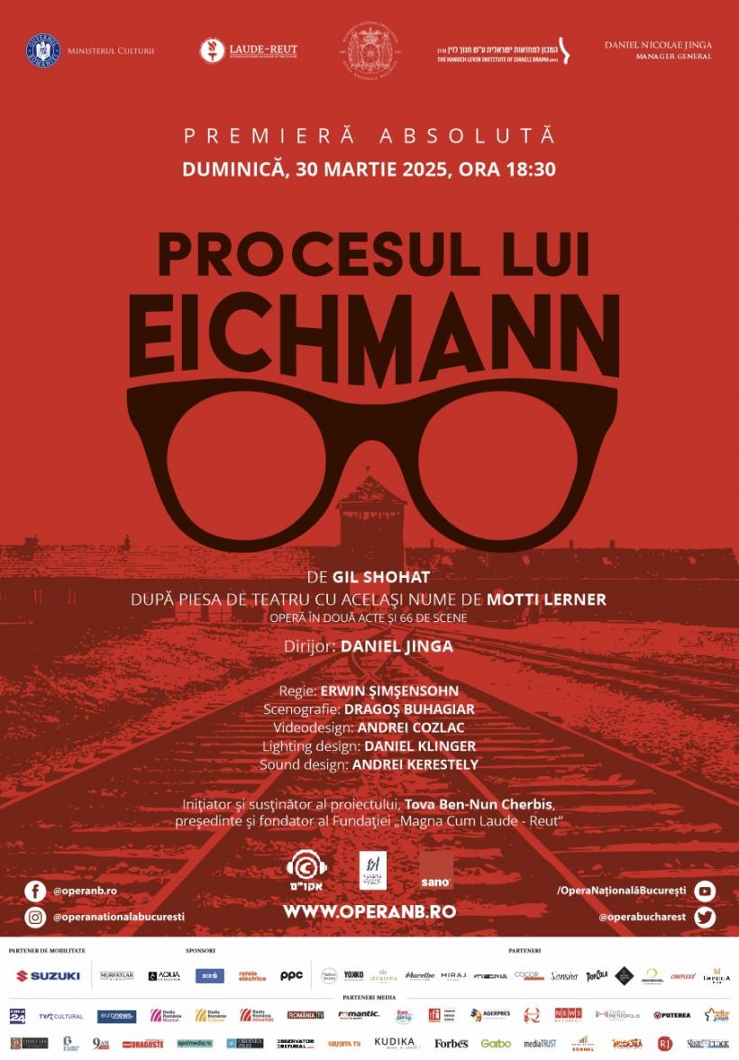 Premieră absolută pe scena Operei Naționale București, opera „Procesul lui Eichmann” îi reunește în distribuție pe actorii Alexandru Papadopol, Raluca Aprodu, Marian Râlea și Emilian Oprea 18947002