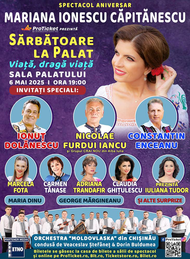 Sărbătoare la Palat – Spectacol Aniversar Maria Ionescu Căpitănescu, pe scena Sălii Palatului