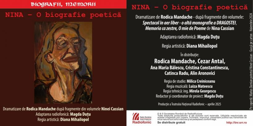 Premieră absolută la Teatrul Național Radiofonic: NINA – o biografie poetică