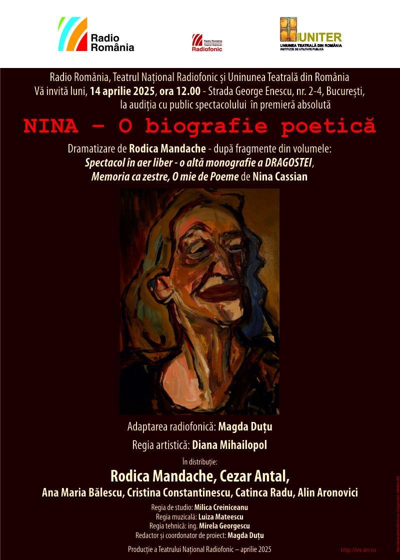 Premieră absolută la Teatrul Național Radiofonic: NINA – o biografie poetică 18949288