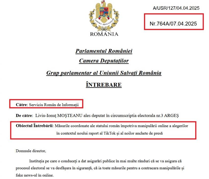 Lider USR, care a dat în judecată BEC pentru eliminarea postărilor ilegale, întreba SRI ce măsuri a luat statul pentru a elimina postările unor rivali din campanie 18950670