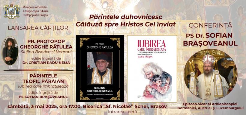 Conferință extraordinară a Preasfințitului Părinte Dr. Sofian Brașoveanul și lansări de carte, în ediții îngrijite de PS Sofian și Dr. Cristian Radu Nema