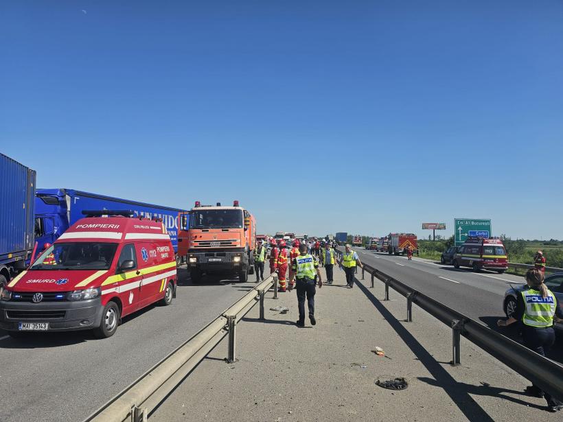 Un copil mort și patru răniți, bilanțul accidentului de pe autostrada București-Pitești