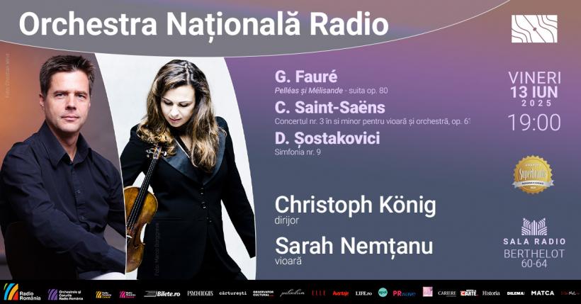 Două celebrități pe scena Sălii Radio: violonista Sarah Nemţanu și dirijorul Christoph König 18957365