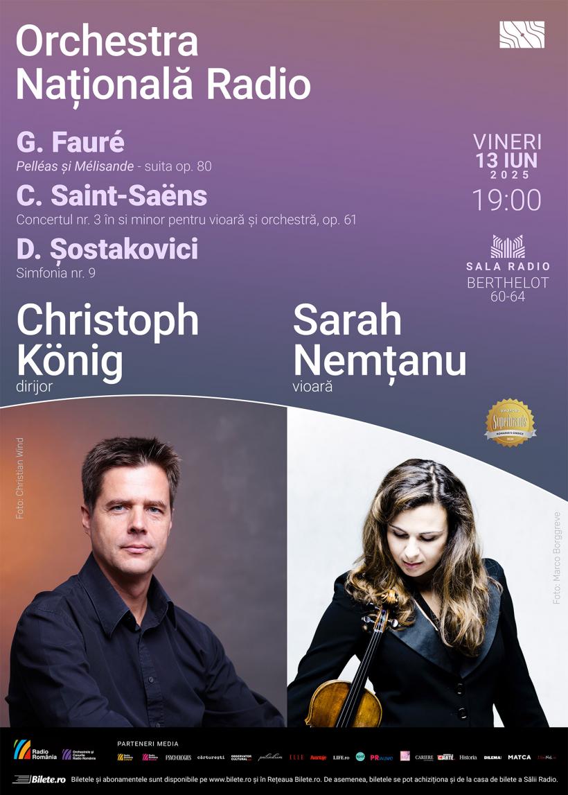 Două celebrități pe scena Sălii Radio: violonista Sarah Nemţanu și dirijorul Christoph König 18957366