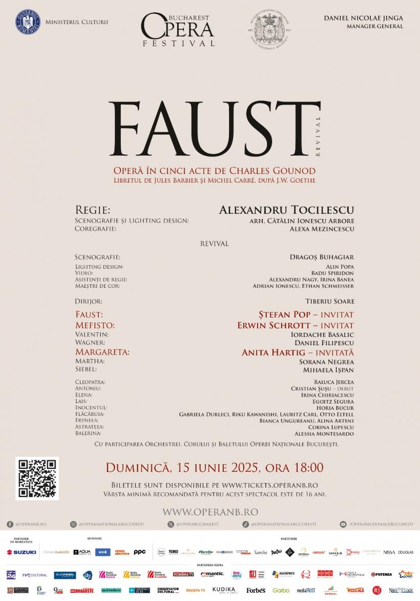 Trei staruri de anvergură internațională – Anita Hartig, Ștefan Pop și Erwin Schrott – distribuite în Faust de Gounod, în deschiderea Bucharest Opera Festival 2025, pe prima scenă lirică a României 18957966