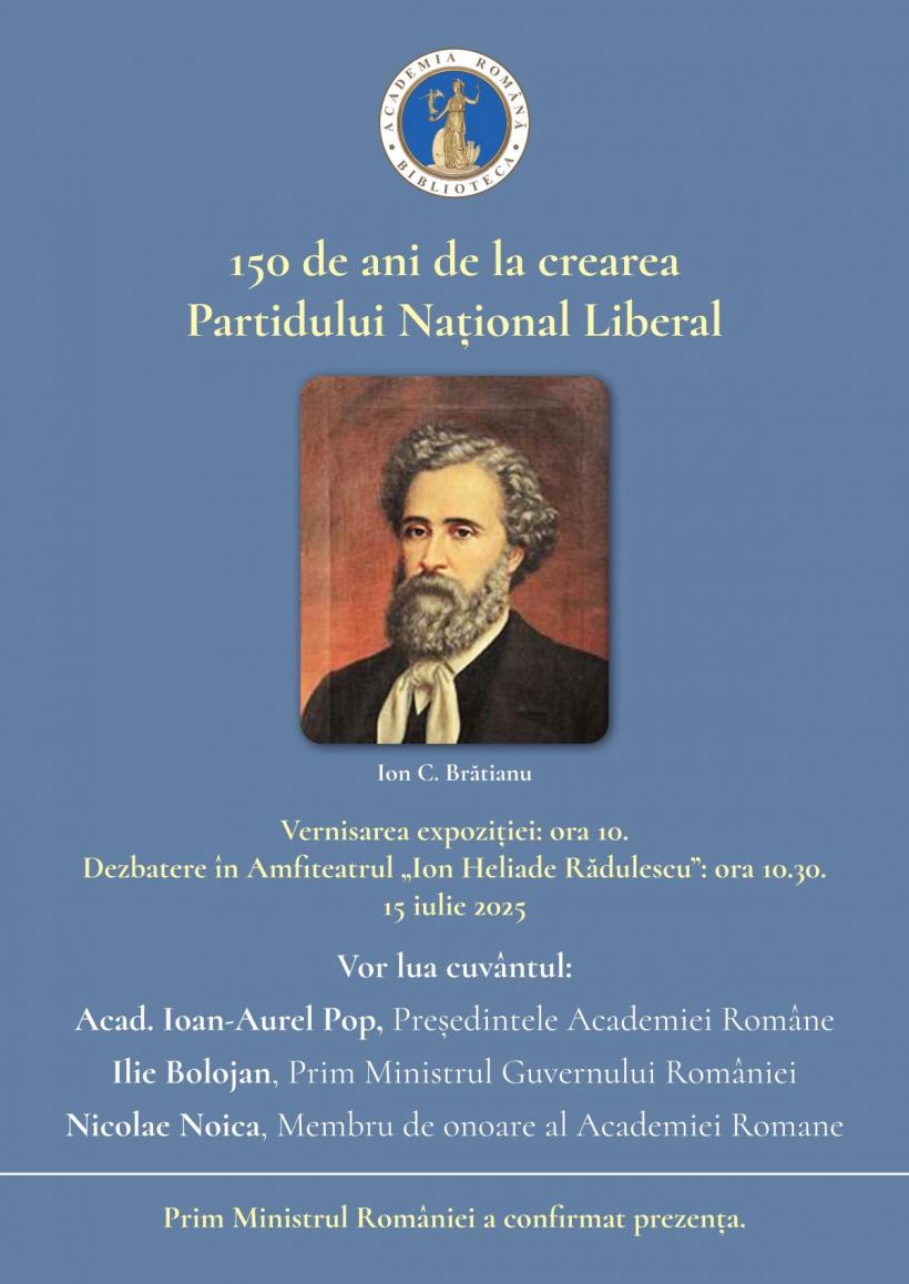 150 de ani de la crearea Partidului Național Liberal. Expoziție și dezbatere la Biblioteca Academiei Române