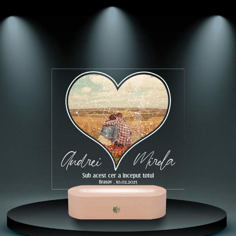 Lampa 3D Personalizată cu Poză – Sky Map: o hartă a stelelor transformată în amintire luminoasă