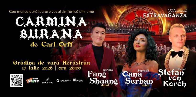 CARMINA BURANA – cu tenorul Ştefan von Korch în linia solistică - în premieră în aer liber în Bucureşti, pe 17 iulie 2026 la Grădina de Vară Herăstrău