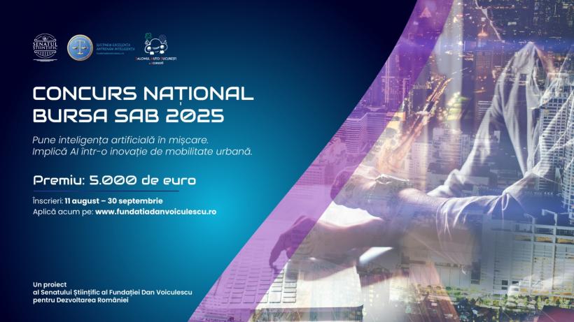 Inteligența artificială, în centrul concursului național Bursa SAB 2025 al Senatului Științific al Fundației Dan Voiculescu pentru Dezvoltarea României