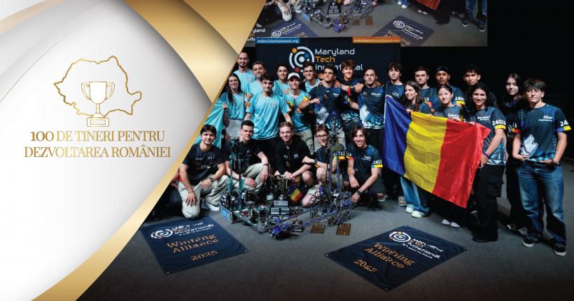 Echipa TehnoZ, campioană mondială la robotică, câștigătoarea competiției MTI, în campania „100 de tineri pentru dezvoltarea României” 