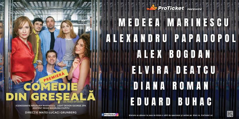 Comedie din greșeală, O noapte furtunoasă și Fă-mi loc! – pe scenele din București și Iași în septembrie