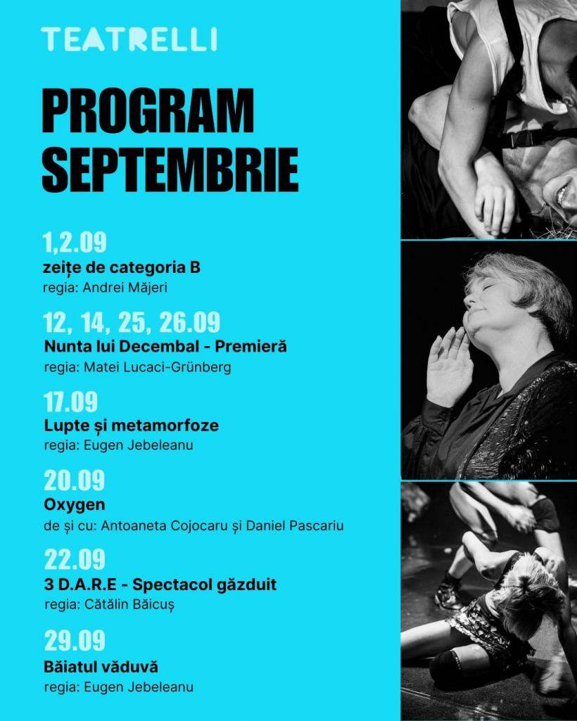 O nouă stagiune, noi povești. Ce vezi în septembrie la Teatrelli