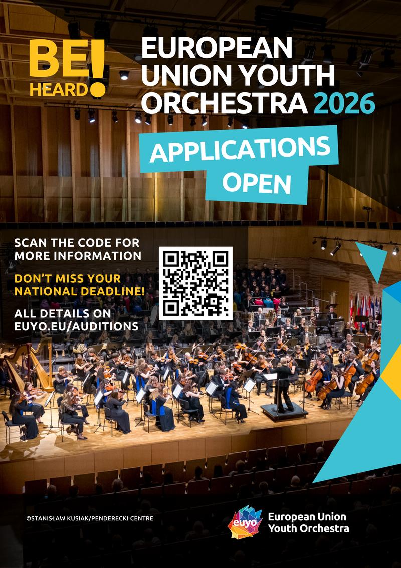 ICR invită tinerii muzicieni să participe la selecția anuală pentru Orchestra de Tineret a Uniunii Europene – EUYO