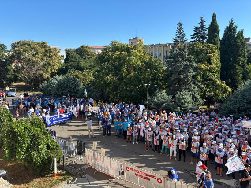 Proteste la Constanța față de măsurile guvernului Bolojan. Sindicatele cer salarii mai mari și pensii echitabile