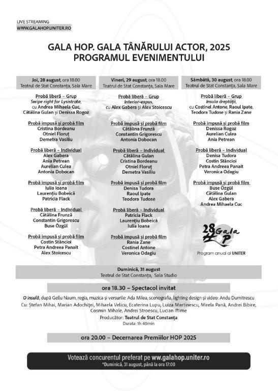 Gala Tânărului Actor HOP 2025 începe azi la Teatrul de Stat Constanța: povești vechi, atitudini noi! 18969345