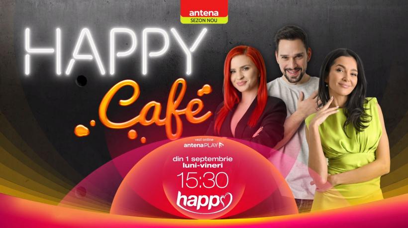 Cristina Ciobănașu, Vlad Gherman și Ruxandra Luca aduc un vibe fresh, cu multe surprize în noul sezon Happy Café, de azi, la Happy Channel, de la ora 15:30
