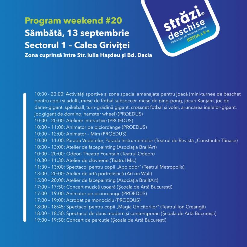 „Străzi deschise” în weekendul 13-14 septembrie: artă, film, percuție și spectacole în mijlocul orașului și pe Calea Griviței 18971733