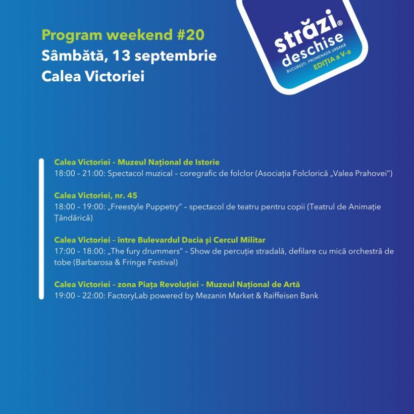 „Străzi deschise” în weekendul 13-14 septembrie: artă, film, percuție și spectacole în mijlocul orașului și pe Calea Griviței 18971735