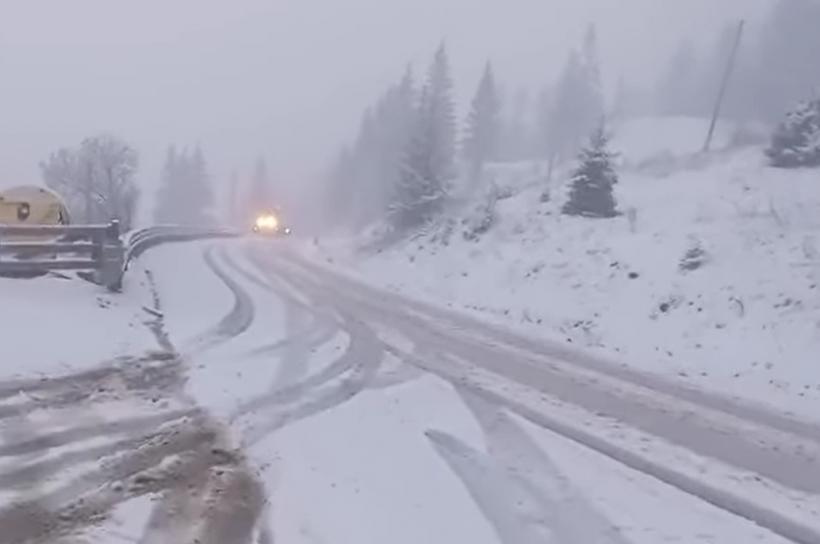 Ninsoare în zona montană înaltă: Stratul de zăpadă a ajuns la 3 centimetri la stația meteo Iezer