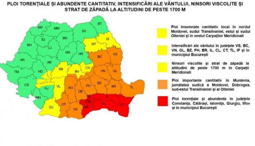 Vreme rea în România. Codul ROȘU se extinde la București