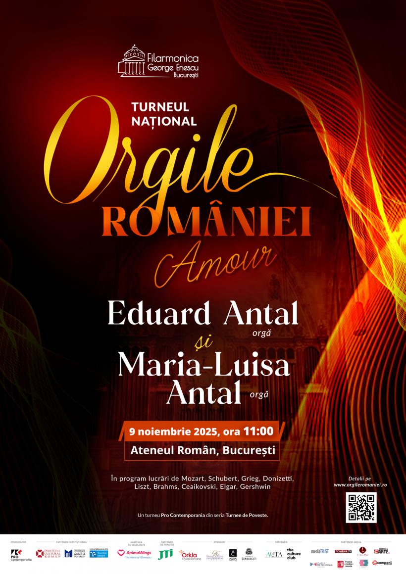 Turneul Național Orgile României - Amour ajunge la București. Un concert extraordinar la patru mâini, pe orga Ateneului Român, pe 9 noiembrie, în matineu 18977612