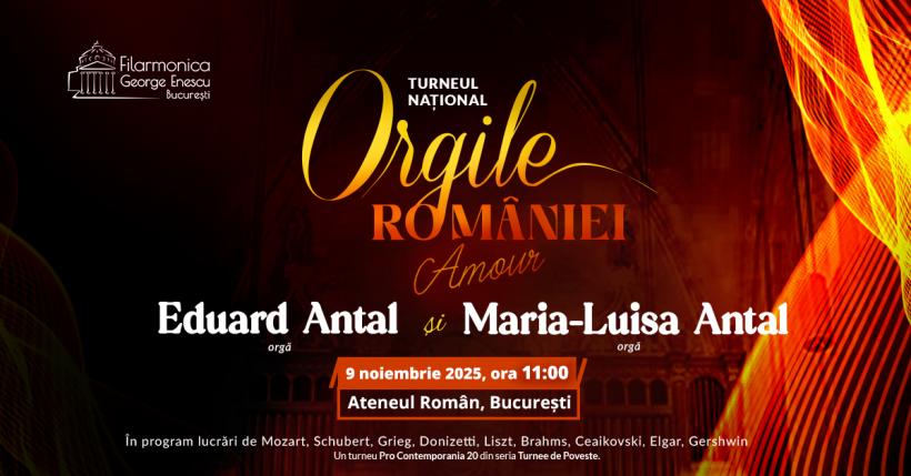 Turneul Național Orgile României - Amour ajunge la București. Un concert extraordinar la patru mâini, pe orga Ateneului Român, pe 9 noiembrie, în matineu 18977613