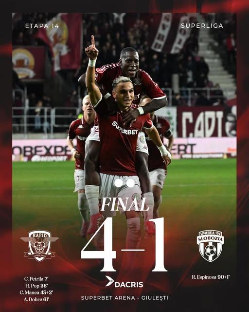 Rapid București-Unirea Slobozia, 4-1, în Superligă