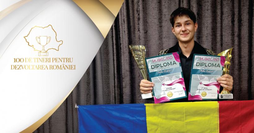 Românul care a cucerit America prin voce: Mihai Bratosin, dublu medaliat cu aur la Campionatul Mondial de Arte, înscris în campania „100 de tineri pentru dezvoltarea României”