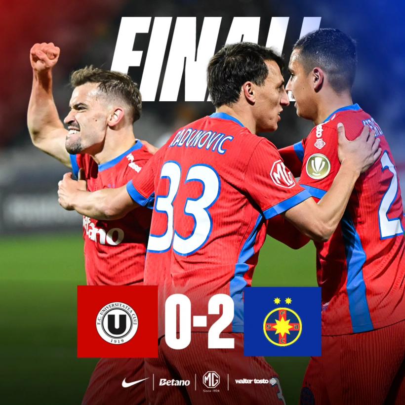 FCSB câștigă în deplasare cu Universitatea Cluj