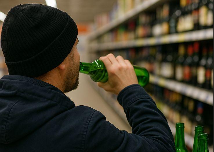 A adormit în toiul jafului! Un hoț român beat criță, găsit de poliție lângă sticlele furate