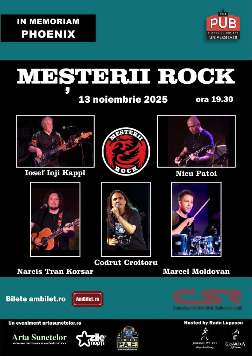 Meşterii Rock, in memoriam PHOENIX, pe 13 noiembrie la The Pub Universităţii