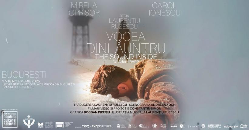 Premiera „Vocea dinlăuntru” la București. Sănătatea mintală în mediul artistic – tema spectacolului regizat de Laurențiu Rusescu, cu Mirela Oprișor și Carol Ionescu